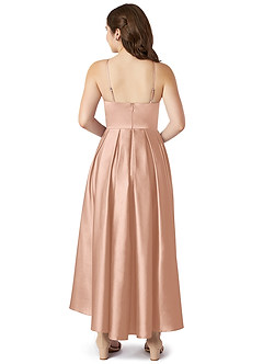 Azazie Jemima Junior A-Linie mit Taschen Stretch-Satin Kleid Roségold image2