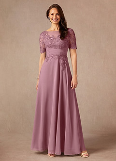 Azazie Raissa Mother of the Bride Dresses Vintage Mauve A-Line Lace Chiffon Dress image1