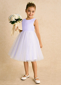 Azazie Esme Abiti da Ragazza di Fiori Abito Principessa in Tulle Fiocco Lilla image2