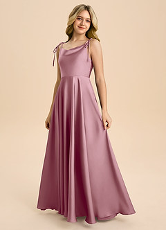 Azazie Popsy Junior Klä av A-Line i Stretch Satin Rosett image6