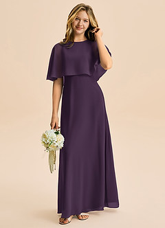Azazie Maris Junior Plum A-Line Chiffon Dress image1