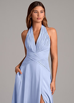 Azazie Elizabeth Bridesmaid Dresses Ice A-Line Pleated Chiffon Dress image6