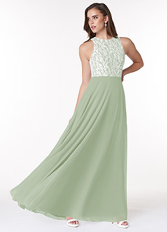 Azazie Kate Bridesmaid Dresses A-Line Lace Chiffon Floor-Length Dress image5