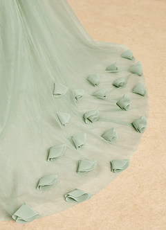 Azazie Lorita Flower Girl Dresses Dusty Sage A-Line Beaded Tulle Dress image9