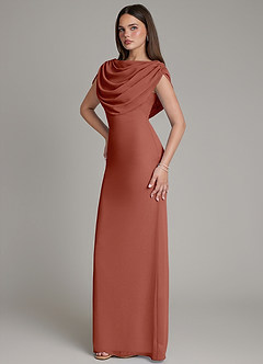 Azazie Hadley Bridesmaid Dresses Auburn Mermaid Pleated Chiffon Dress image9