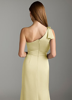 Azazie Rinna Bridesmaid Dresses Lemon Sorbet Mermaid Ruched Stretch Satin Dress image7