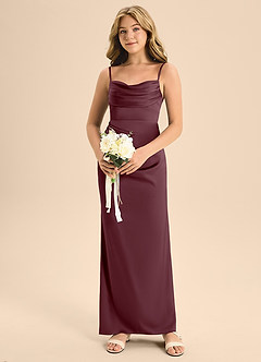 Azazie Mai Junior A-Linie Herzausschnitt Stretch-Satin Kleid Sangria image4
