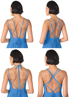 Azazie Farren Robes de demoiselle d'honneur Robe Trapèze Convertible en Mousseline de soie Plissée Geai Bleu image9