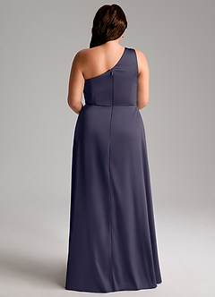 Azazie Brooke Jurken voor bruidsmeisjes Jurk van Stretch Satijn met A-Lijn One-Shoulder Stormachtig image9