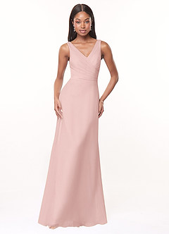 Azazie Nala Bridesmaid Dresses Powder Pink A-Line Pleated Chiffon Dress image1