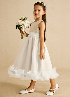 Azazie Stardust Flower Girl Klänningar Klänning A-Linje i Organza Ärmlös image3