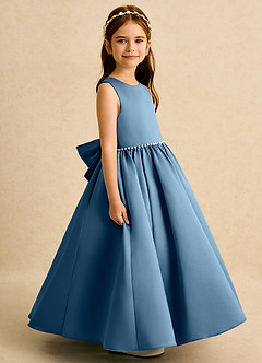 Azazie Daisies Robe Demoiselle D'honneur Fillette Robe Princesse en Mat Satiné Arc Bermude image6