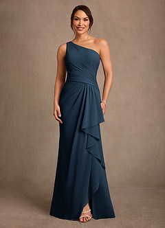Azazie Floy Moeder van de bruid jurken Kolom Jurk van Chiffon One-shoulder Donkere Marine image1