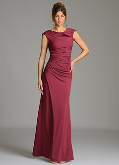 Azazie Chantal Robes de demoiselle d'honneur Robe Sirène en Jersey extensible de qualité supérieure Plissé Bourgogne image5