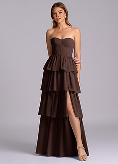 Azazie Faye Bridesmaid Dresses Ganache A-Line Sweetheart Neckline Chiffon Dress image4