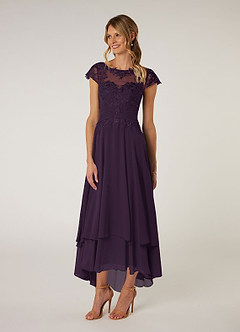 Azazie Shonda Mother of the Bride Dresses Plum Lace Chiffon Dress image3