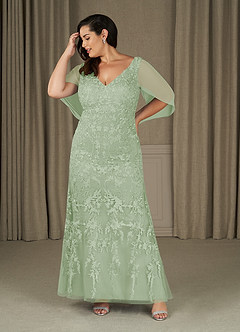 Azazie Ferris Mother of the Bride Dresses Dusty Sage Sheath V-Neck Chiffon Dress image7