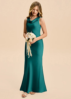 Azazie Rylina Junior Peacock Mermaid Stretch Satin Dress image1