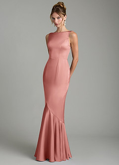 Azazie Tamera Robes de demoiselle d'honneur Robe Sirène en Satin extensible Plissé Rosette image2