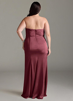 Azazie Yola Bridesmaid Dresses Merlot Sheath V-Neck Pleated Stretch Satin Convertible Dress image10