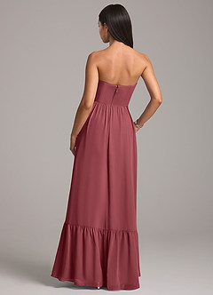 Azazie Kailee Bridesmaid Dresses Merlot A-Line with Pockets Chiffon Dress image6
