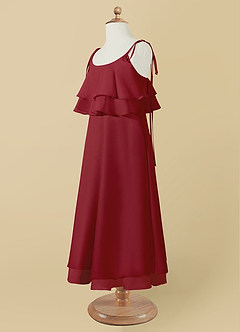 Azazie Temi Flower Girl Dresses Pomegranate A-Line Spaghetti Strap Chiffon Dress image12
