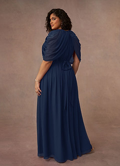 Azazie Olena Mother of the Bride Dresses Dark Navy A-Line Sequins Chiffon Dress image10