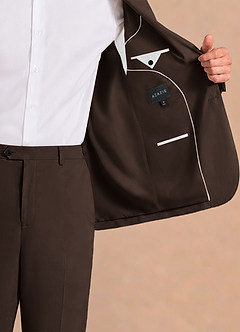 front Wesley Marrone Scuro Giacca da completo in misto lino