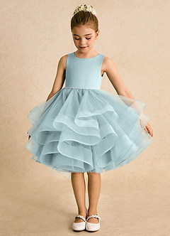 Azazie Tinie Flower Girl Dresses Mist Ball-Gown Bow Tulle Dress image5