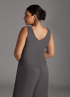 Azazie Frances Mother of the Bride Dresses Steel Grey Jumpsuit/Pantsuit Scoop Mesh Dress image14