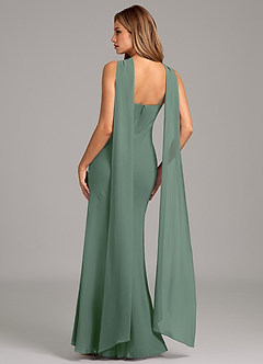 Azazie Kinsley Vestidos de damas de honor Vestido de Eucalipto de Gasa de Corte Sirena con Plisado image2