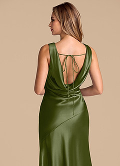 Azazie Rylina 신부 들러리 드레스 인어 메탈릭 새틴 바닥 길이 드레스 image2