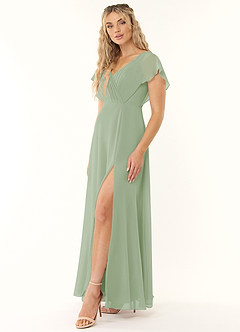 Azazie Rylee Bridesmaid Dresses Dusty Sage A-Line Pleated Chiffon Dress image3