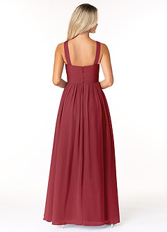 Azazie Elvira Bridesmaid Dresses Pomegranate A-Line Pleated Chiffon Dress image2