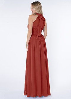Azazie Iman Bridesmaid Dresses Terracotta A-Line A-Line Ruched Chiffon Dress image5