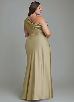 Azazie Emerson Brudtärnklänningar Klänning av Sjöjungfru i Stretch Satin Off the shoulder Mossgrön image9