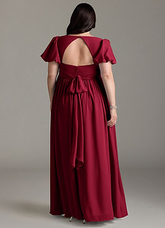 Azazie Madisynn Brautjungfernkleider für Schwangere Schleifen Chiffon Bodenlänge Kleid image6