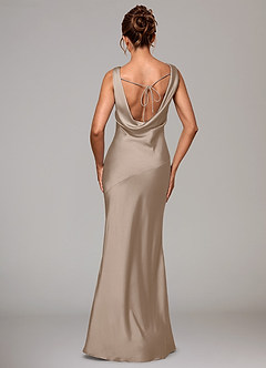 Azazie Rylina Bridesmaid Dresses Taupe Mermaid Stretch Satin Dress image5