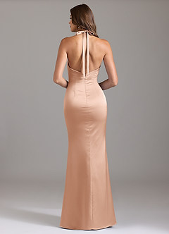 Azazie Valerie Bridesmaid Dresses Rose Gold Mermaid Pleated Stretch Satin Dress image2