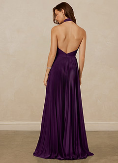 Christian Siriano Bridal for Azazie 1007 Bridesmaid Dresses Grape A-Line Pleated Stretch Satin Dress image6