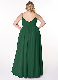 Azazie Rayna Brautjungfernkleider A-Linie V-Hals Gefaltet Chiffon Kleid Dunkelgrün image8