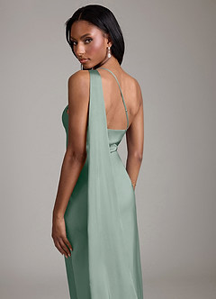 Azazie Galinda Brudtärnklänningar Klä av Sjöjungfru i Stretch Satin Ena axeln Silversalvia image2