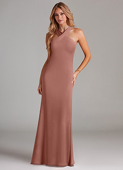 Azazie Doretta Bridesmaid Dresses Cedar Rose Mermaid Pleated Chiffon Dress image3