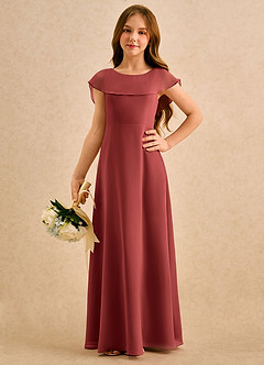 Azazie Kittie Girls Formal Flower Girl Dresses Terracotta A-Line Chiffon Dress image5