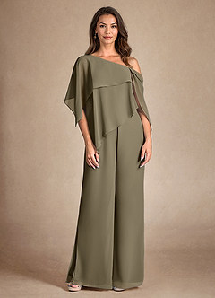 Azazie Halima vestidos de madre de la novia Vestido de Verde Sauce de Gasa de Mono/Traje de pantalón con Corte Lateral image7