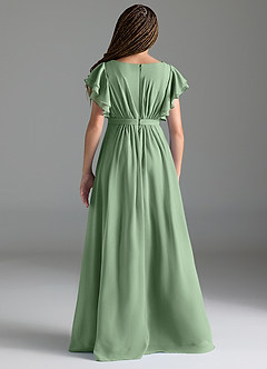Azazie Daphne Junior Matcha A-Line Pleated Chiffon Dress image2