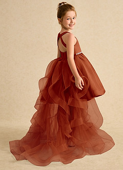 Azazie Julietta Flower Girl Dresses Paprika Ball-Gown Convertible Tulle Dress image6