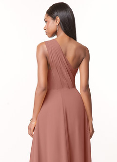 Azazie Ashley Robes de demoiselle d'honneur Robe Trapèze en Mousseline de soie Rayé Rose De Cèdre image3