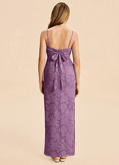 Azazie Mai Junior Wisteria Sheath Ruched Floral Burnout Dress image2