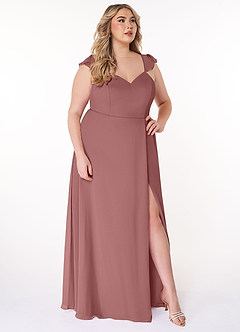 Azazie Everett Bridesmaid Dresses Desert Rose A-Line V-neck Ruched Chiffon Dress image9